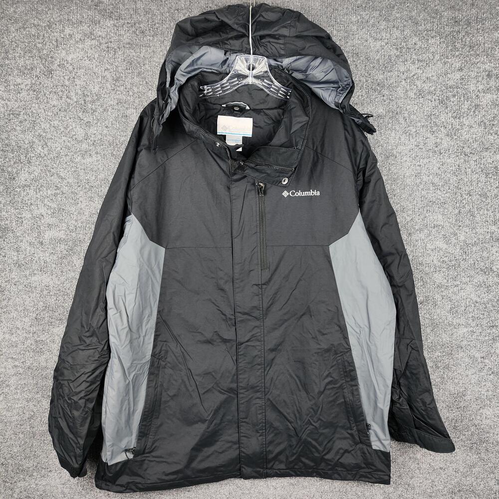 Columbia Interchange Jacket Mens Large Black Gray Hooded 3-in-1 Winter Ski